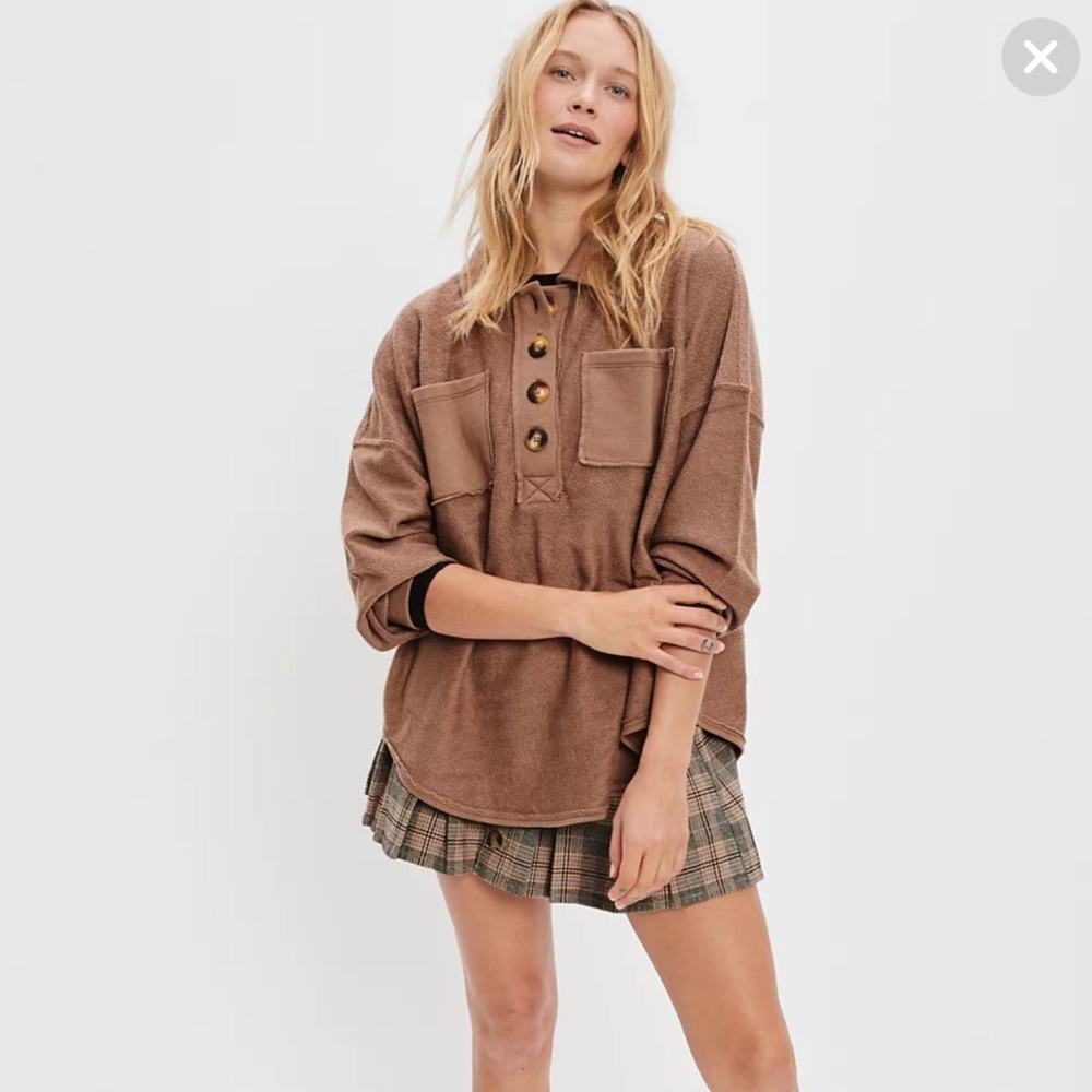 American Eagle textured henley sweatshirt